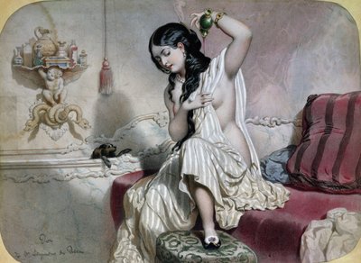 Donna orientale alla sua toilette, metà XIX secolo da French School