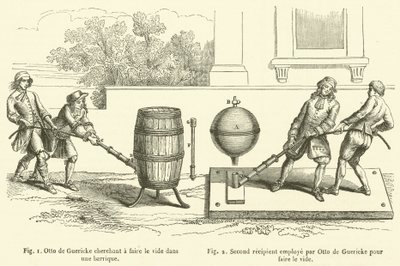 Otto de Guericke che cerca di creare il vuoto in una botte, Secondo recipiente utilizzato da Otto de Guericke per creare il vuoto da French School
