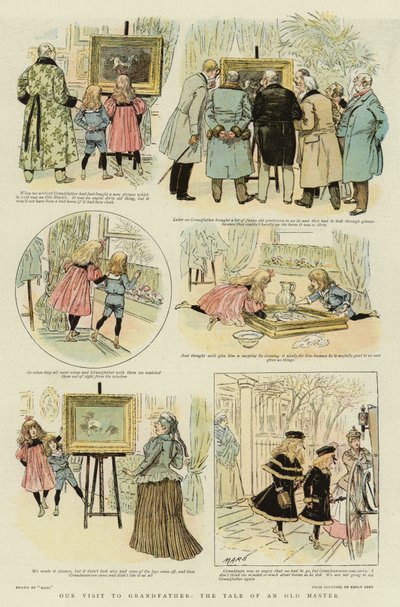 La nostra visita al nonno, il racconto di un vecchio maestro (litografia a colori) da French School