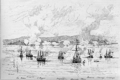 Guerra del Pacifico (1879-1884) tra Perù e Bolivia e Cile - 22 aprile da French School