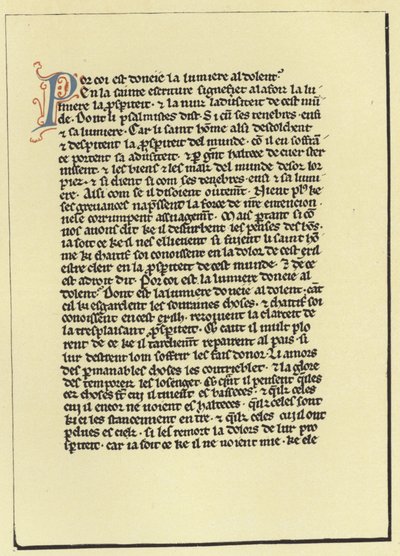 Pagina dalle Riflessioni sul Libro di Giobbe di Papa Gregorio da French School