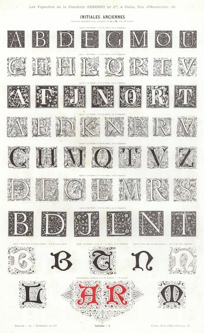 Pagina da Vignettes Typographiques (incisione) da French School