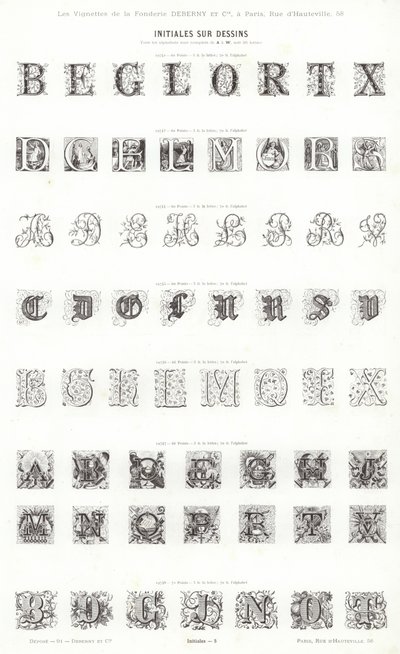 Pagina da Vignettes Typographiques (incisione) da French School