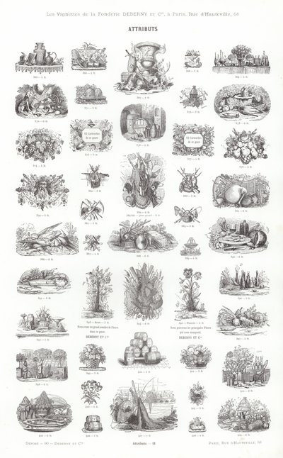 Pagina da Vignettes Typographiques (incisione) da French School