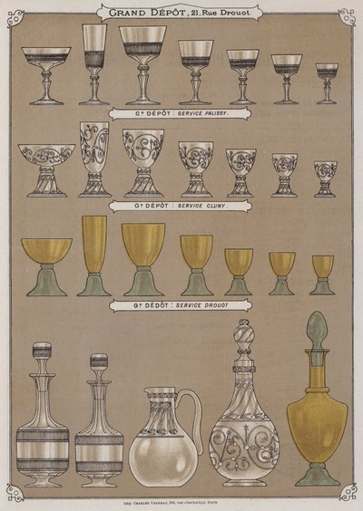 Pagina del catalogo del Grand Depot de Porcelaines, Faiences et Verreries da French School