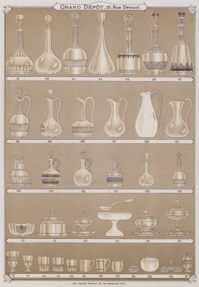 Pagina dal catalogo del Grand Depot de Porcelaines, Faiences et Verreries da French School