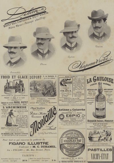 Pagina di pubblicità da Le Figaro Illustre, dicembre 1897 (litografia) da French School