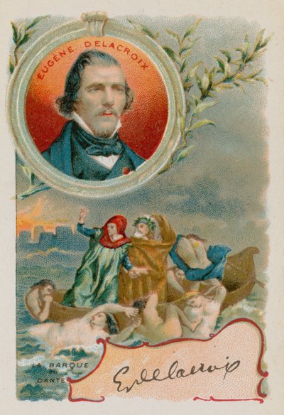 Il pittore Eugène Delacroix con una rappresentazione di Dante e Virgilio all