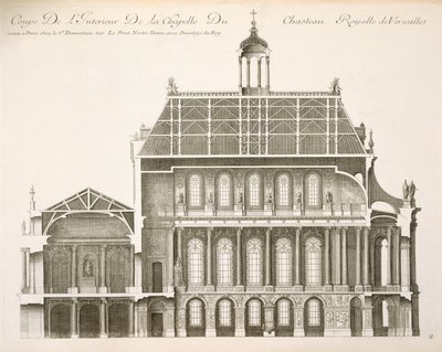 Palais du Louvre: la Cappella Reale, sezione, c.1720 da French School