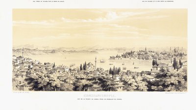 Panorama di Costantinopoli, con due vedute di Buyukdere da French School
