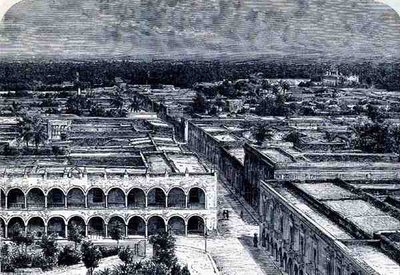 Veduta Panoramica di Merida, da Le Antiche Città del Nuovo Mondo, di Claude-Joseph-Desire Charnay, pub. 1887 da French School