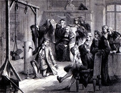 Papin (1647 - 1714) sperimenta la sua macchina a polvere davanti ai professori dell