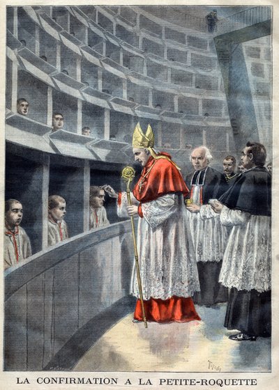 Parigi - Prigione della Petite Roquette (prigione per donne e adolescenti) - La confermazione alla Petite-Roquette - Mgr Richard, arcivescovo di Parigi illustrazione di Meaulle, Fortune Louis in 