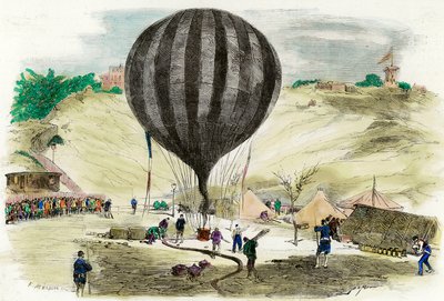 Quartier generale di Parigi del 1870: vista di uno dei palloni utilizzati per la comunicazione con l
