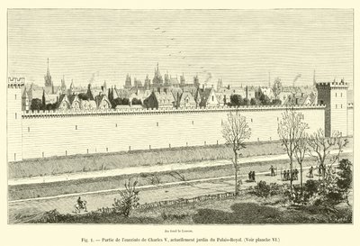 Parte della cinta di Carlo V, attualmente giardino del Palais-Royal, Vedi tavola VI da French School