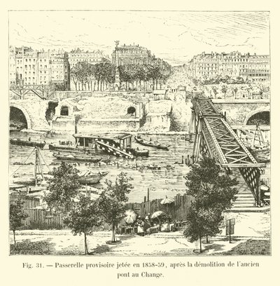 Passerella provvisoria gettata nel 1858-59, dopo la demolizione dell