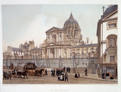Passando davanti alla chiesa di Val de Grace a Parigi - litografia da French School