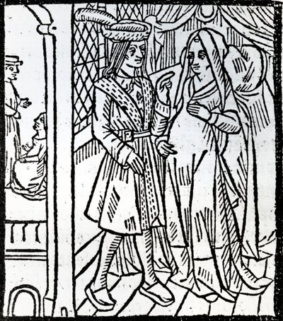 Pathelin e Guillemette, da La Farce de Maître Pierre Pathelin, c.1465 da French School