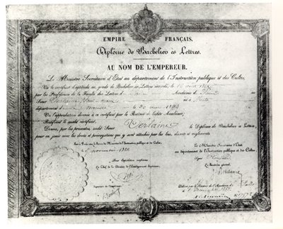 Baccalaureato di Paul Verlaine, 1862 da French School