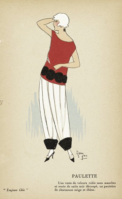 Paulette da Toujours Chic, pub.1921-22 (stampa a stencil) da French School