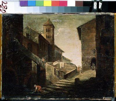 Paesaggio in un villaggio francese da French School