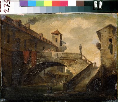 Paesaggio in un villaggio francese da French School