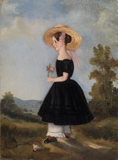 Contadina con cappello in un paesaggio, 1840 da French School
