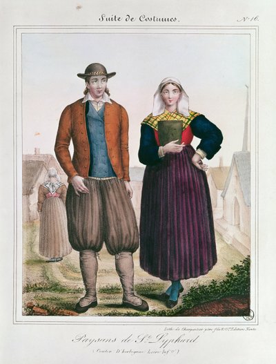 Contadini di Saint-Lyphard, da Les Costumes Bretons de Charpentier da French School