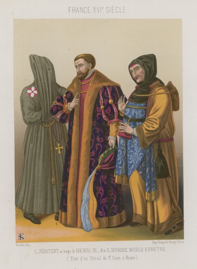 Penitente al tempo di Enrico III con un nobile e un prete da French School
