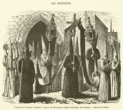 Penitenti di Limoges, costumi esposti nel 1874 nel Museo storico del costume da French School