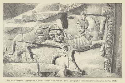 Persepoli, Sala ipostila di Serse, Combattimento di leone con toro da French School