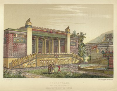 Persepoli, Palazzo di Dario, vista prospettica della facciata da French School