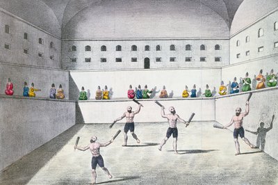 Atleti persiani che si esercitano in una palestra, c.1820 da French School