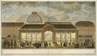 Veduta prospettica della Sala del Carosello, costruita per il matrimonio di Monseigneur Le Dauphin, incisa da Oubrier da French School