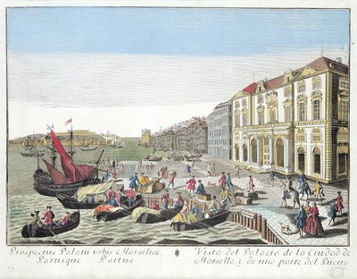 Veduta prospettica del Municipio e parte del porto di Marsiglia, c.1770 da French School