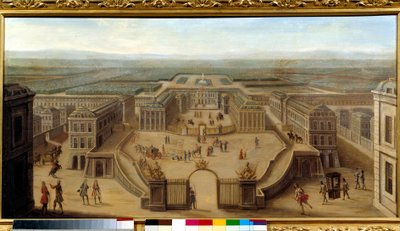 Veduta prospettica del castello di Versailles dalla Place d