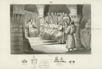 Filippo V di Francia e gli Stati Generali respingono la pretesa al trono di Giovanna II di Navarra, c1317 da French School