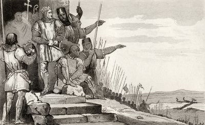 Filippo II Augusto (1165-1223) vince la battaglia di Bouvines dopo la preghiera, da 