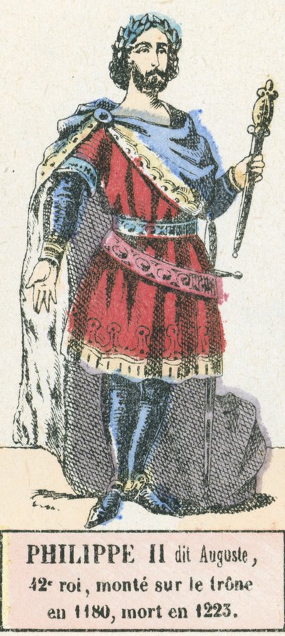 Filippo II detto Augusto, 42° re, salì al trono nel 1180, morto nel 1223 da French School