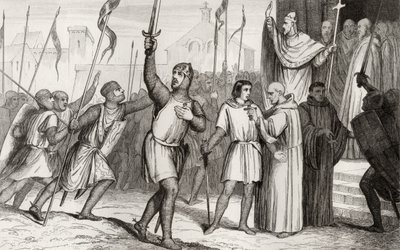 Filippo I e Papa Urbano II radunano seguaci per la Prima Crociata nel 1095, da 