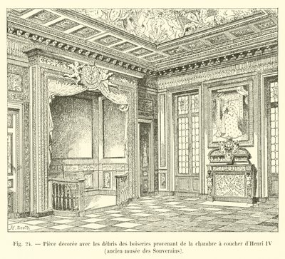 Stanza decorata con i resti delle boiserie provenienti dalla camera da letto di Enrico IV, antico museo dei Sovrani da French School