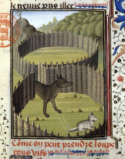Trappola per lupo - nel "Libro di Caccia di Gaston Phoebus, Conte di Foix, Signore di Béarn" da French School