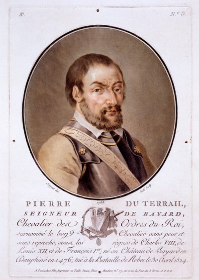 Pierre du Terrail, Seigneur de Bayard, da Portraits des grands hommes, femmes illustres, et sujets memorables de France, pubblicato 1787-92 da French School