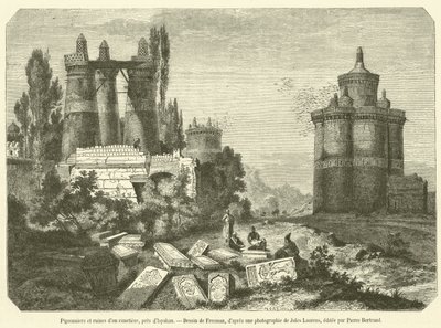 Colombaie e rovine di un cimitero, vicino a Ispahan (incisione) da French School