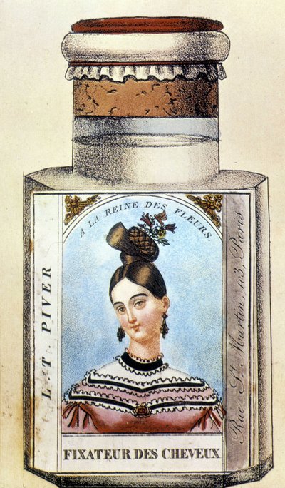 Bottiglia di fissatore per capelli Piver, circa 1830 da French School