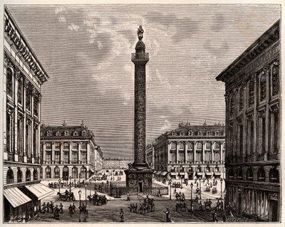 Place Vendôme a Parigi nel XIX secolo - incisione in "La France illustrée: géographie, histoire, administration statistique" di V.A. Malt-Brown. 1884 da French School