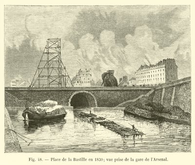 Piazza della Bastiglia nel 1830, vista dalla stazione dell