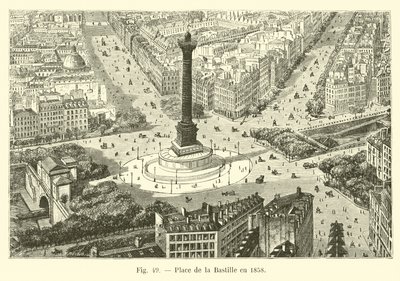 Piazza della Bastiglia nel 1858 da French School