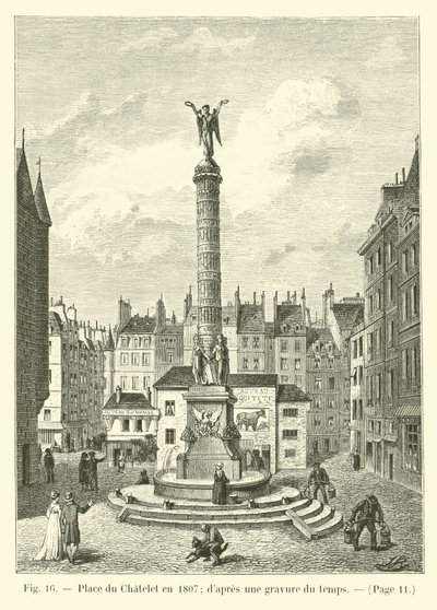 Piazza del Chatelet nel 1807 da French School