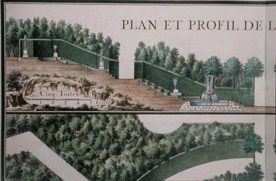 Piano e sezione trasversale del Bosco, da 